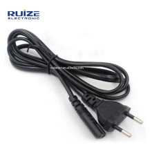 1.5m H03VVH2-F 2*0.75MM black PVC 220V/250V 2.5a EU IECC7 CEE7/7 Europe 2 pin power cord vde power cord cable